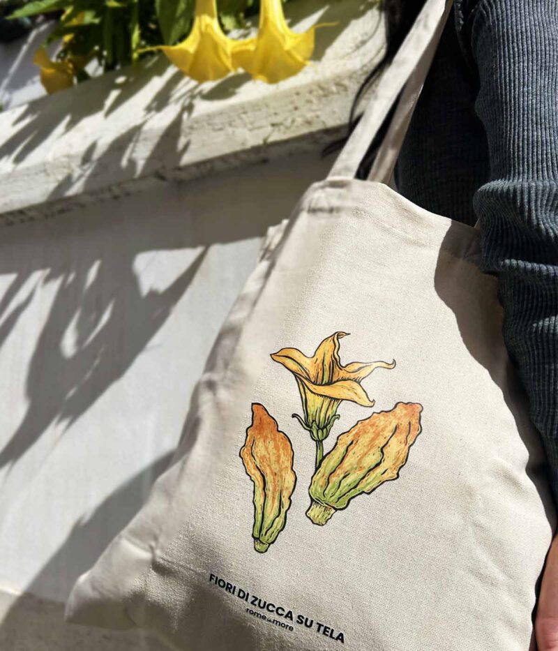 Tote bag 'Fiore di Zucca su Tela'